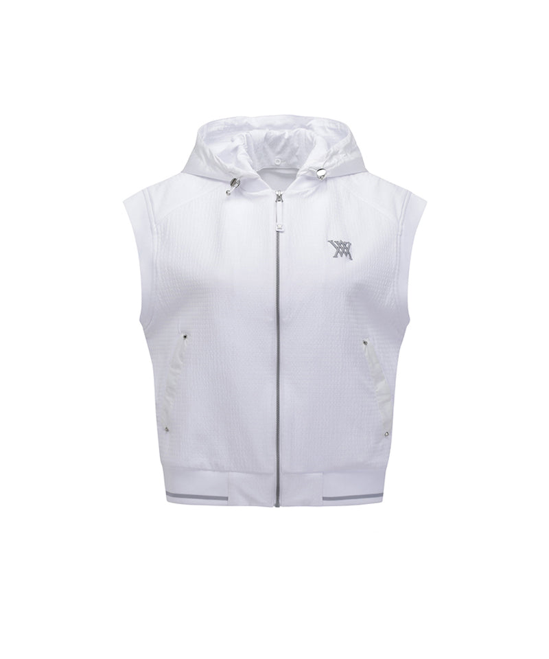 Women's Hoodie Vset Zip-Up Vest - White