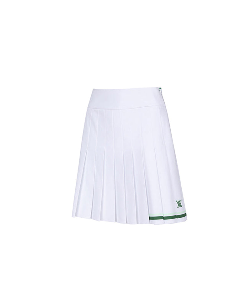 Women's Logo Band Pleats Skirt - White