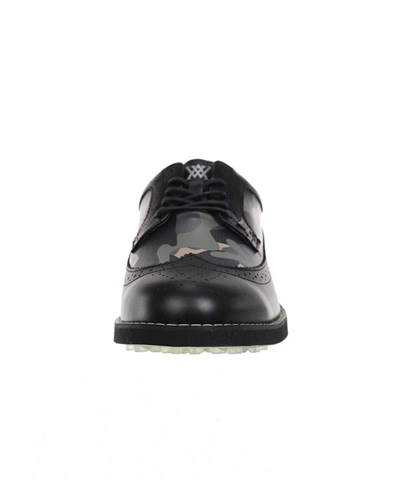 Men's Camo Wingtip Brogue Shoes - Black