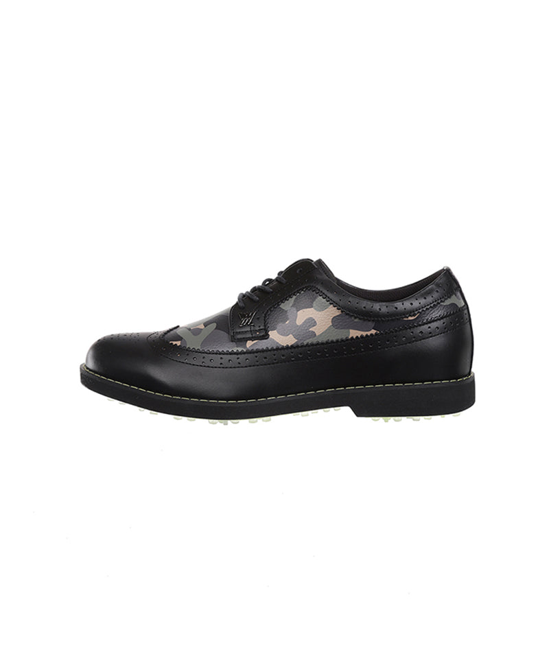 Men's Camo Wingtip Brogue Shoes - Black