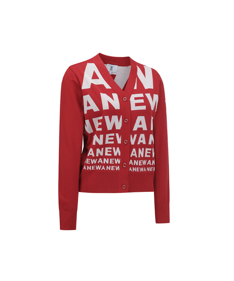 ANEW Golf Women's SP Logo Pattern Knit Cardigan - Red