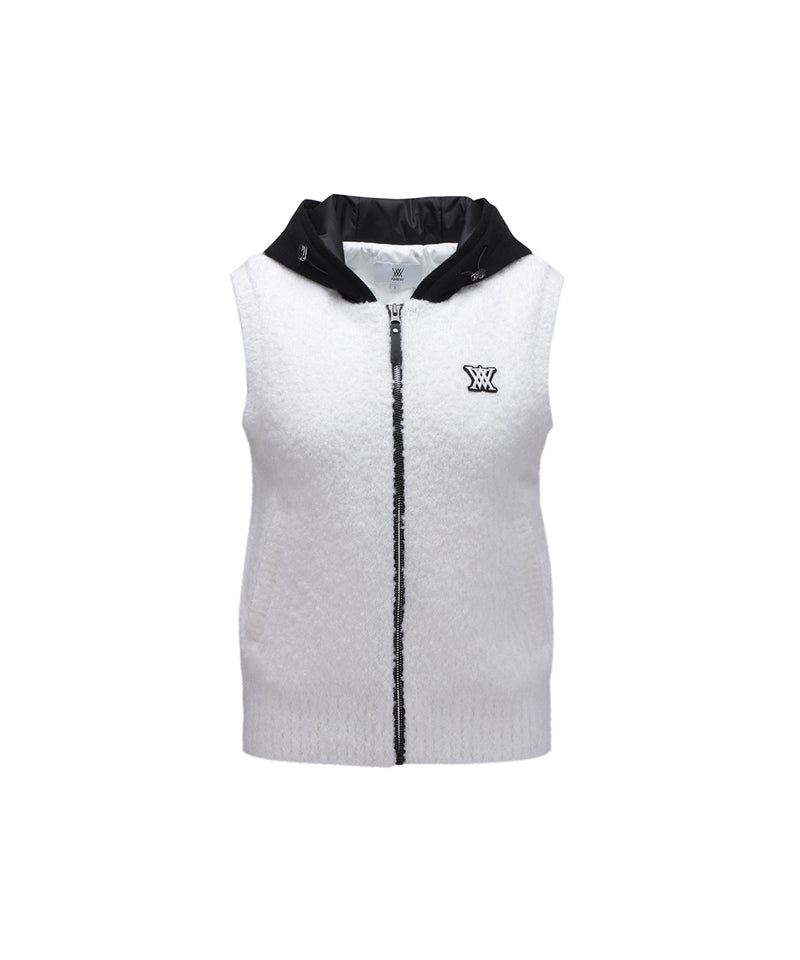 ANEW GOLF Women Hoodie Knit Zip-Up Vest - White