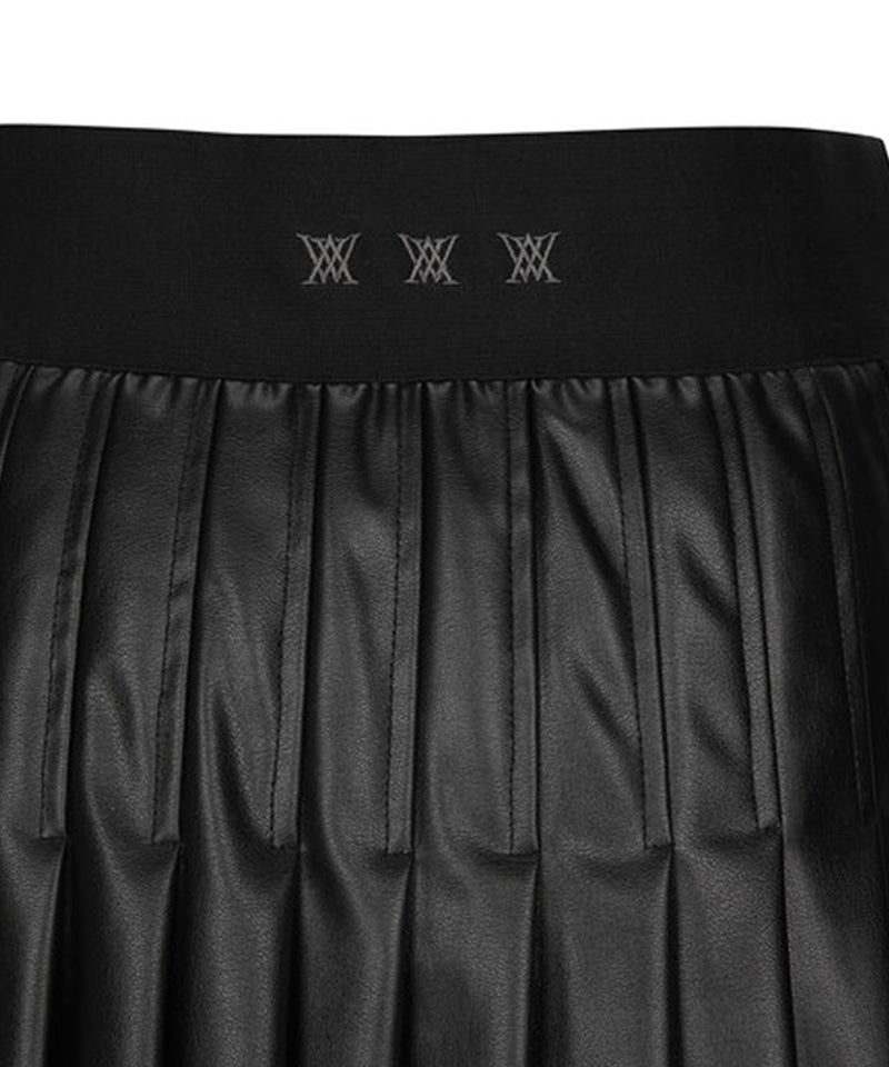 Women's Faux Leather Double Pleats SQ - Black