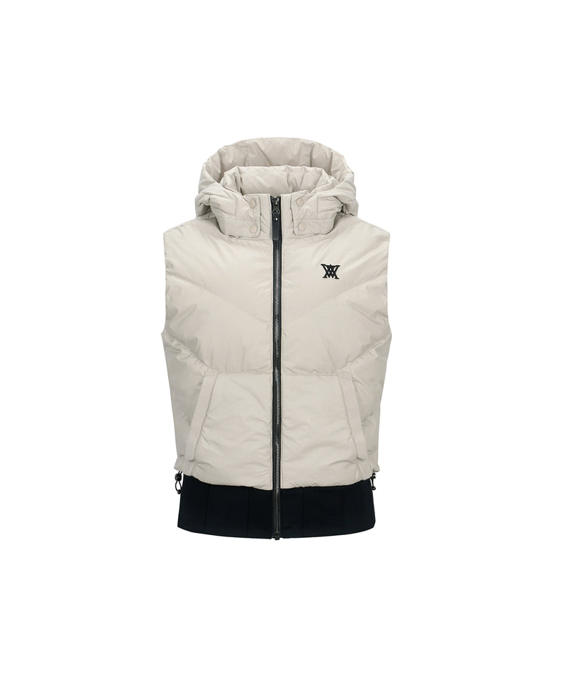 ANEW GOLF Women's Hoody Down Vest - Light Beige