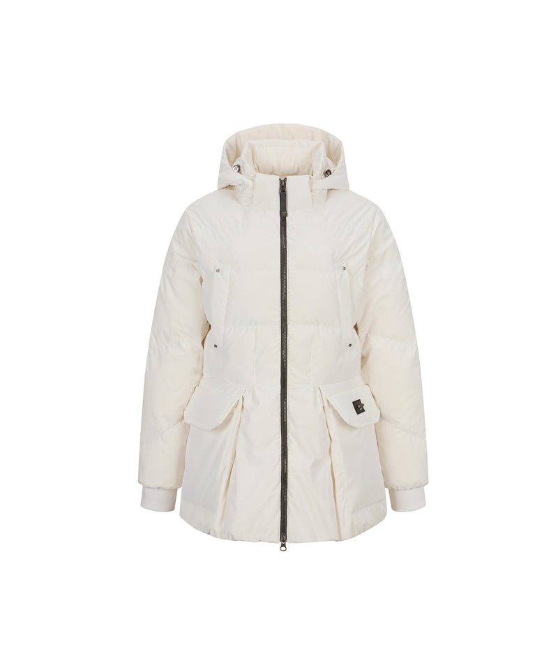 ANEW Golf Women's Pocket Point Hoody Down Jacket - Ivory