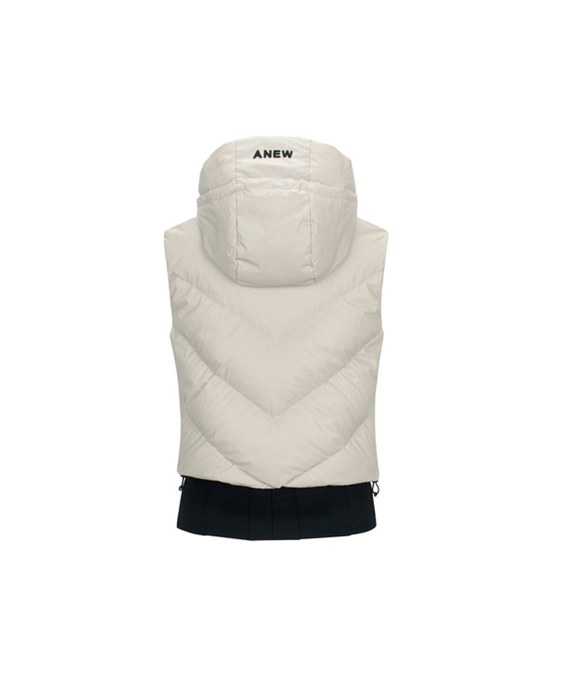 ANEW GOLF Women's Hoody Down Vest - Light Beige