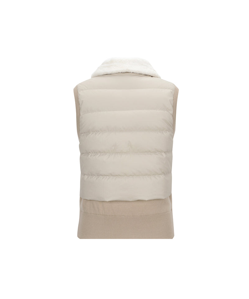 ANEW Golf Women's Fake Fur Collar Hybrid Down Vest - Light Beige