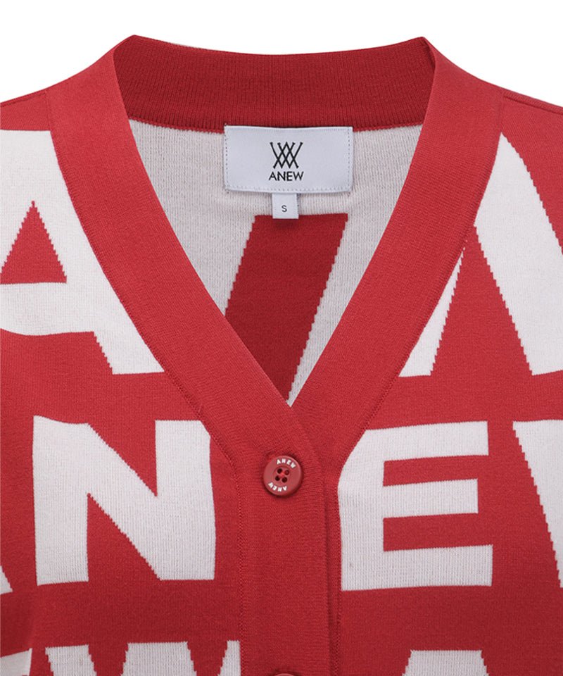 ANEW Golf Women's SP Logo Pattern Knit Cardigan - Red