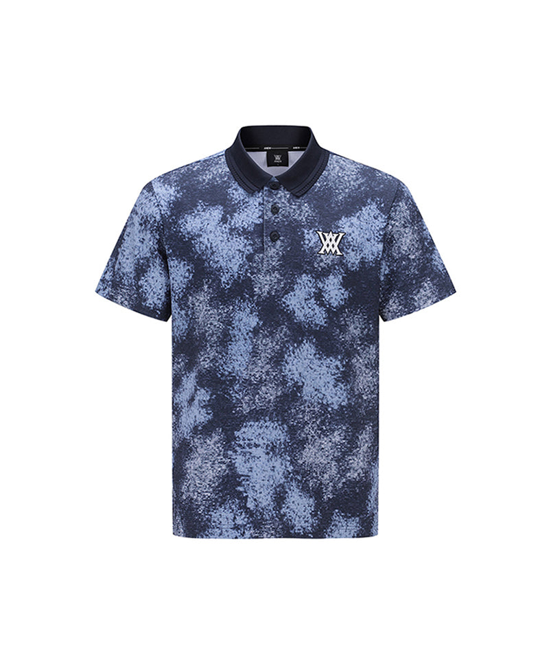 Men Sprinkled Pattern Short T-Shirt - Navy