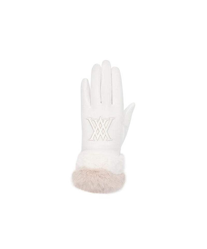 ANEW GOLF Women's  Furry Gloves & Women's Bell Bucket Hat - Ivory SET