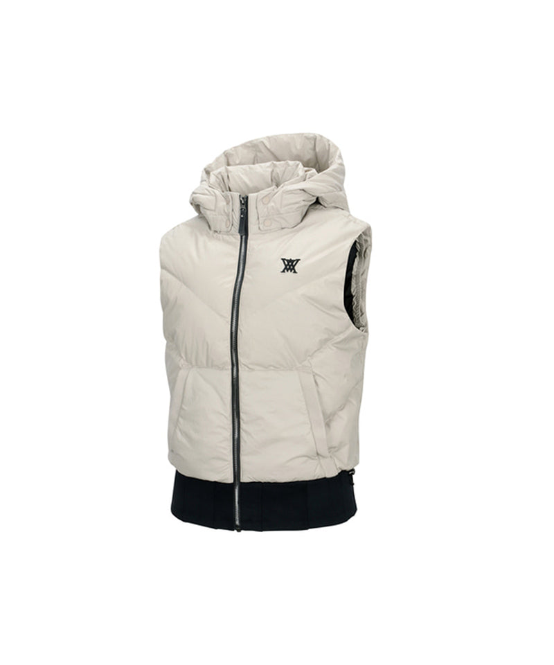 ANEW GOLF Women's Hoody Down Vest - Light Beige