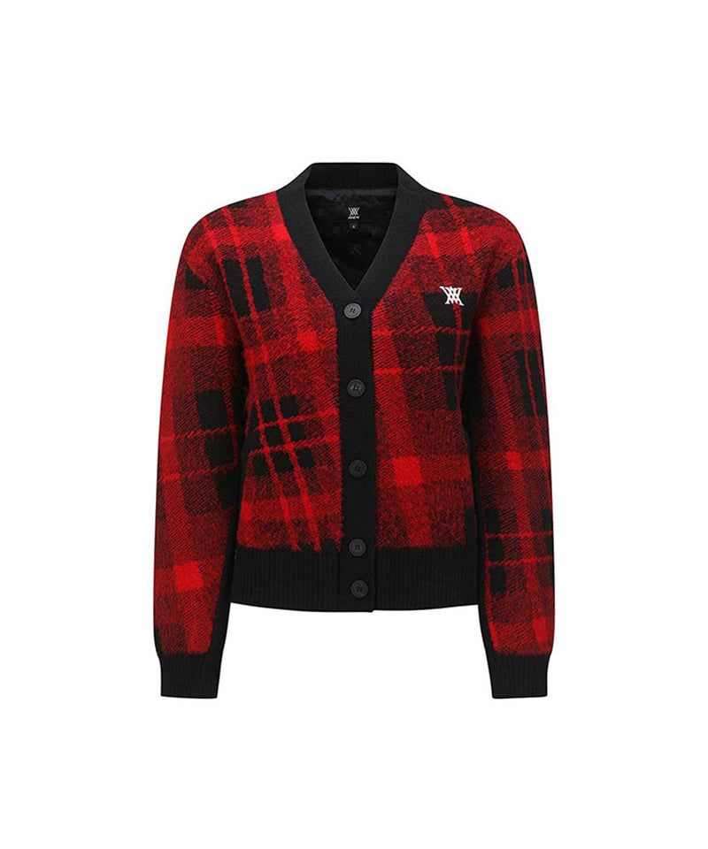 Women's Check Point Cardigan - Red