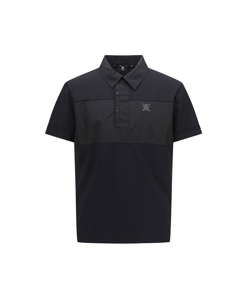 Men Wooven Patch Point Short T-Shirt - Black