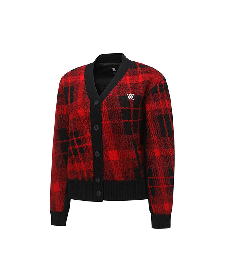 Women's Check Point Cardigan - Red