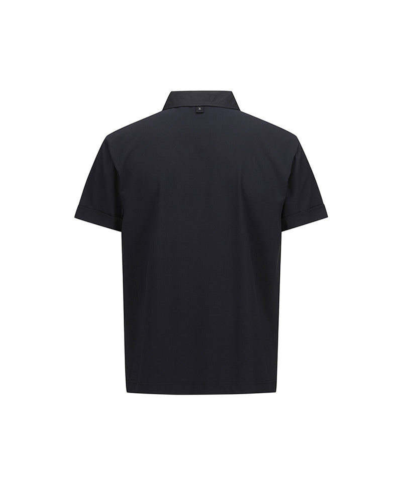 Men Wooven Patch Point Short T-Shirt - Black