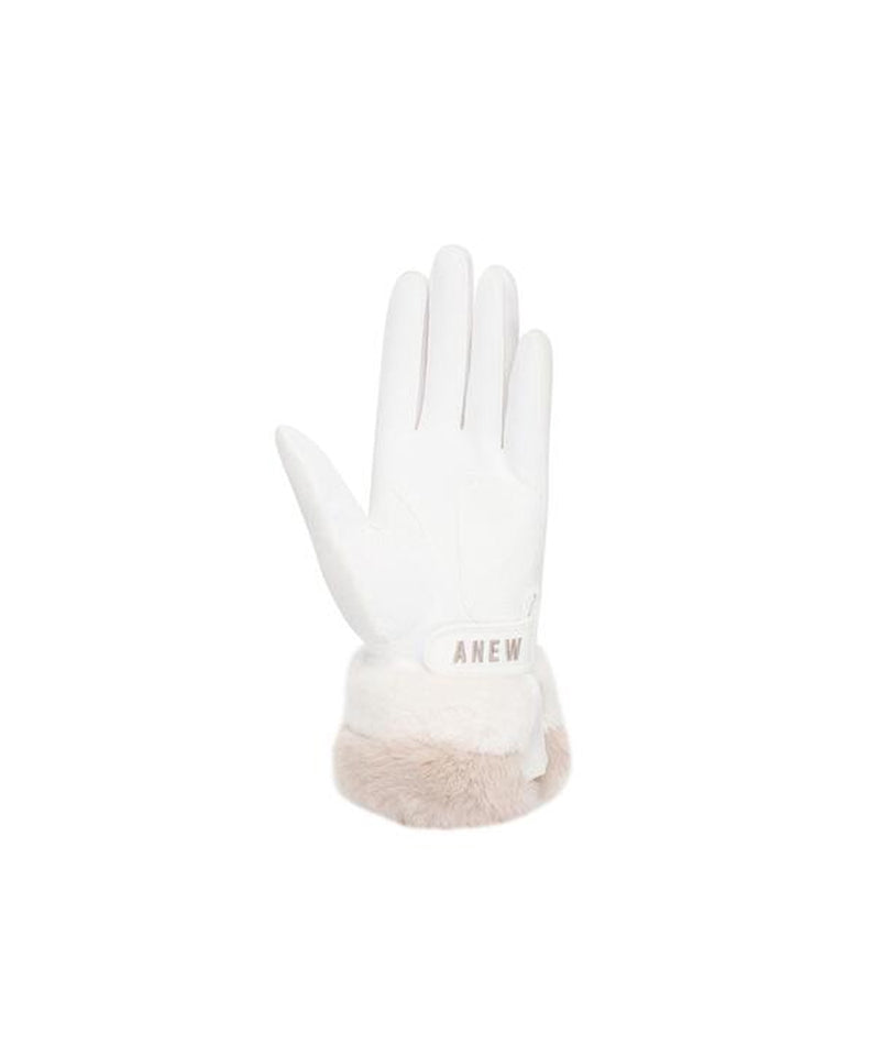 ANEW GOLF Women's  Furry Gloves & Women's Bell Bucket Hat - Ivory SET