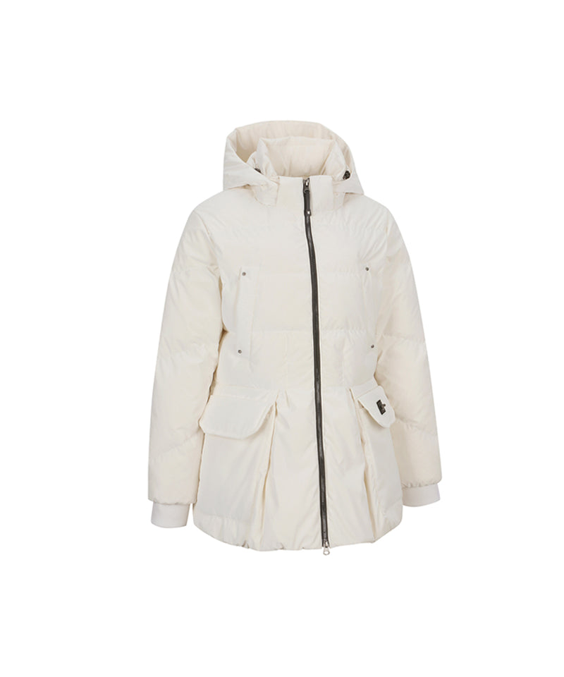 ANEW Golf Women's Pocket Point Hoody Down Jacket - Ivory