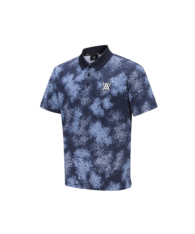 Men Sprinkled Pattern Short T-Shirt - Navy