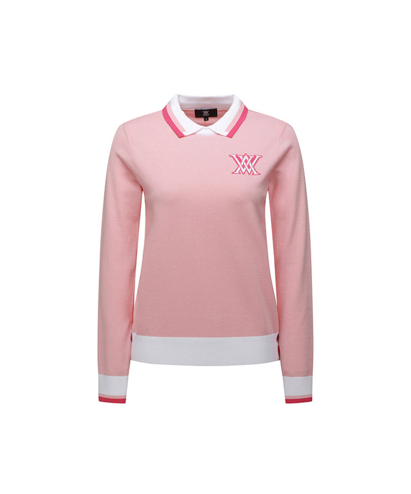 Women's Logo Combination Pastel Sweater - Light Pink