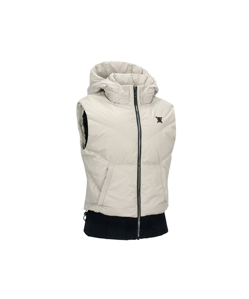 ANEW GOLF Women's Hoody Down Vest - Light Beige