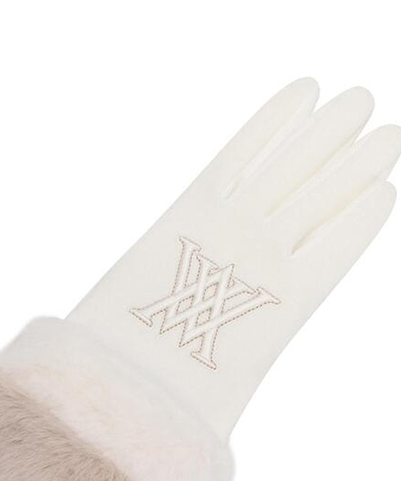 ANEW GOLF Women's  Furry Gloves & Women's Bell Bucket Hat - Ivory SET