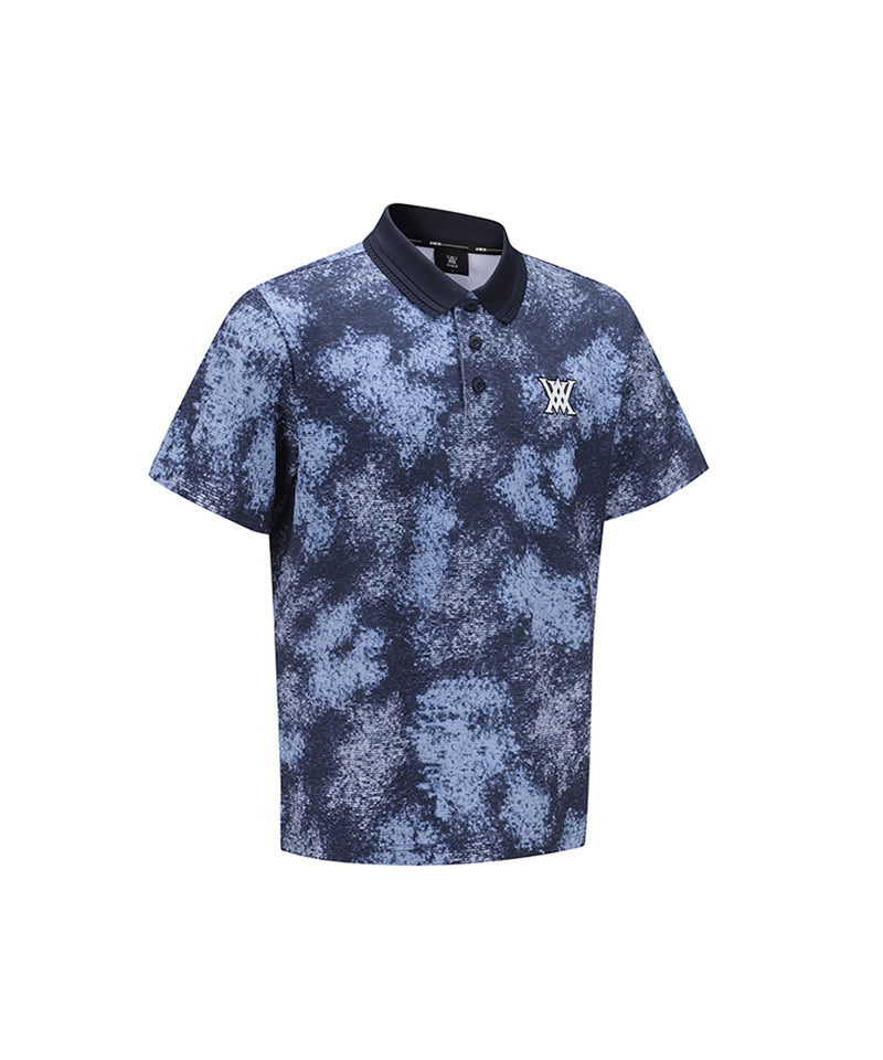 Men Sprinkled Pattern Short T-Shirt - Navy