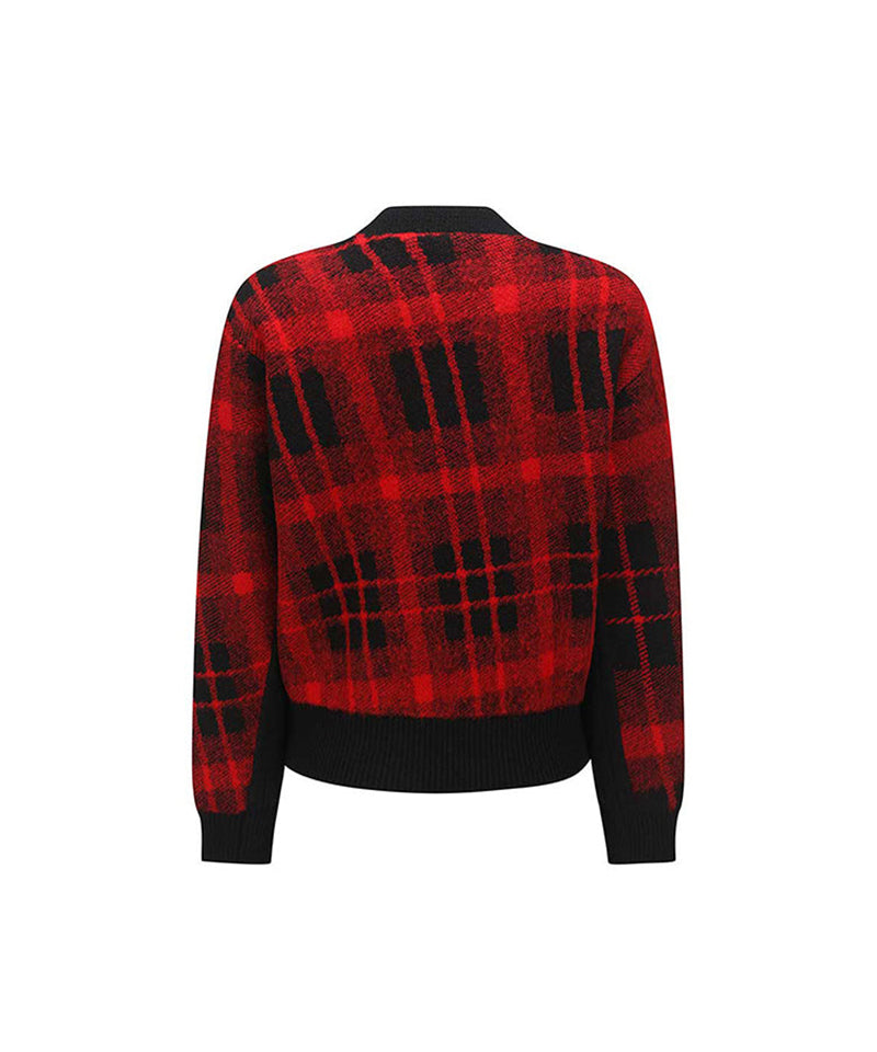 Women's Check Point Cardigan - Red