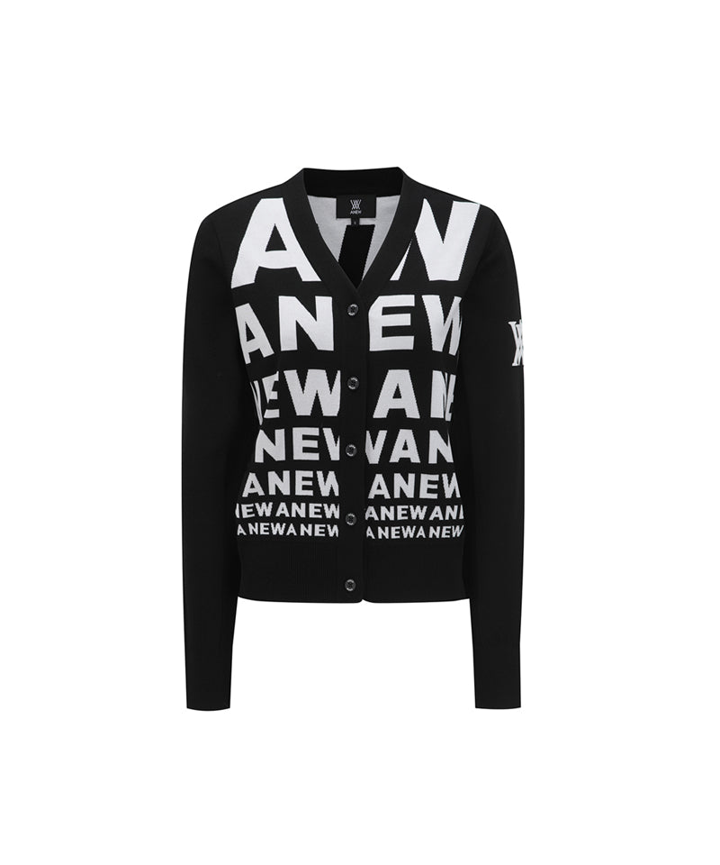 ANEW Golf Women's SP Logo Pattern Knit Cardigan - Black