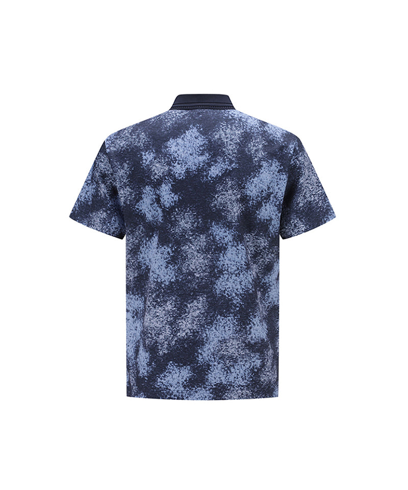 Men Sprinkled Pattern Short T-Shirt - Navy