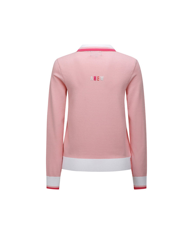 Women's Logo Combination Pastel Sweater - Light Pink