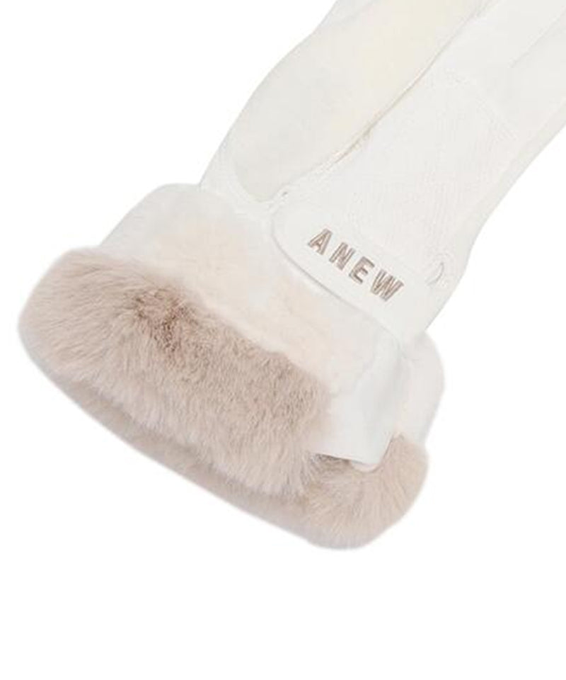 ANEW GOLF Women's  Furry Gloves & Women's Bell Bucket Hat - Ivory SET