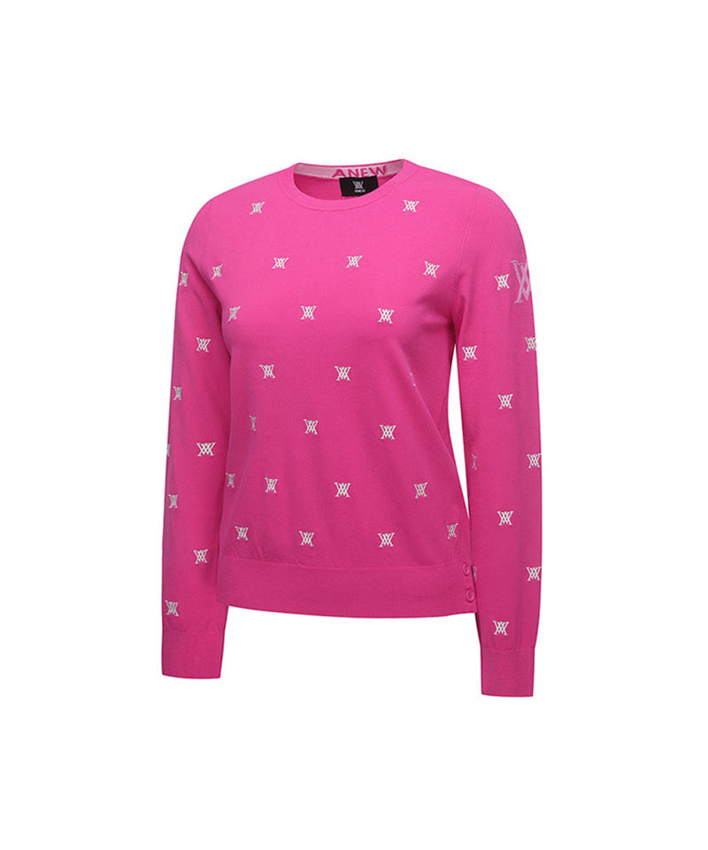 Women's Monogram Logo Point Pullover Sweater - Pink