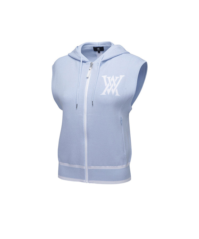 Women's Logo Point Hoodie Vest - Sky Blue