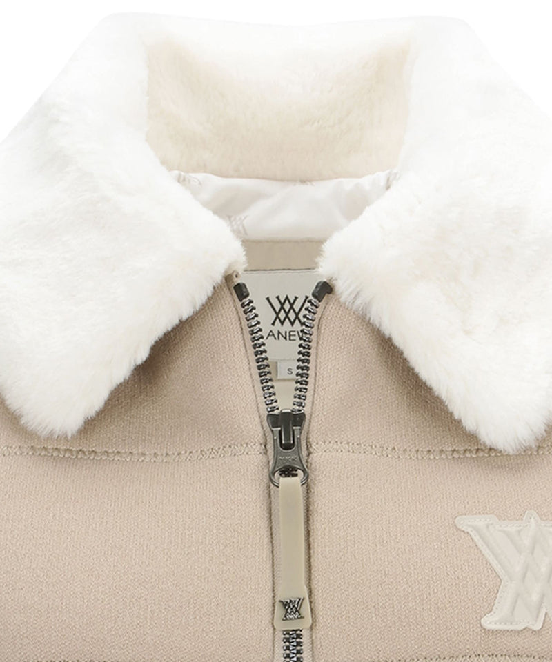 ANEW Golf Women's Fake Fur Collar Hybrid Down Vest - Light Beige