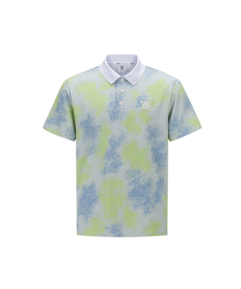 Men Sprinkled Pattern Short T-Shirt - Lime