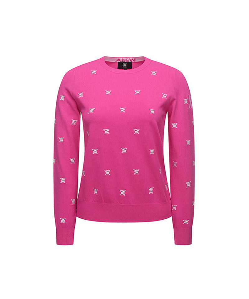 Women's Monogram Logo Point Pullover Sweater - Pink