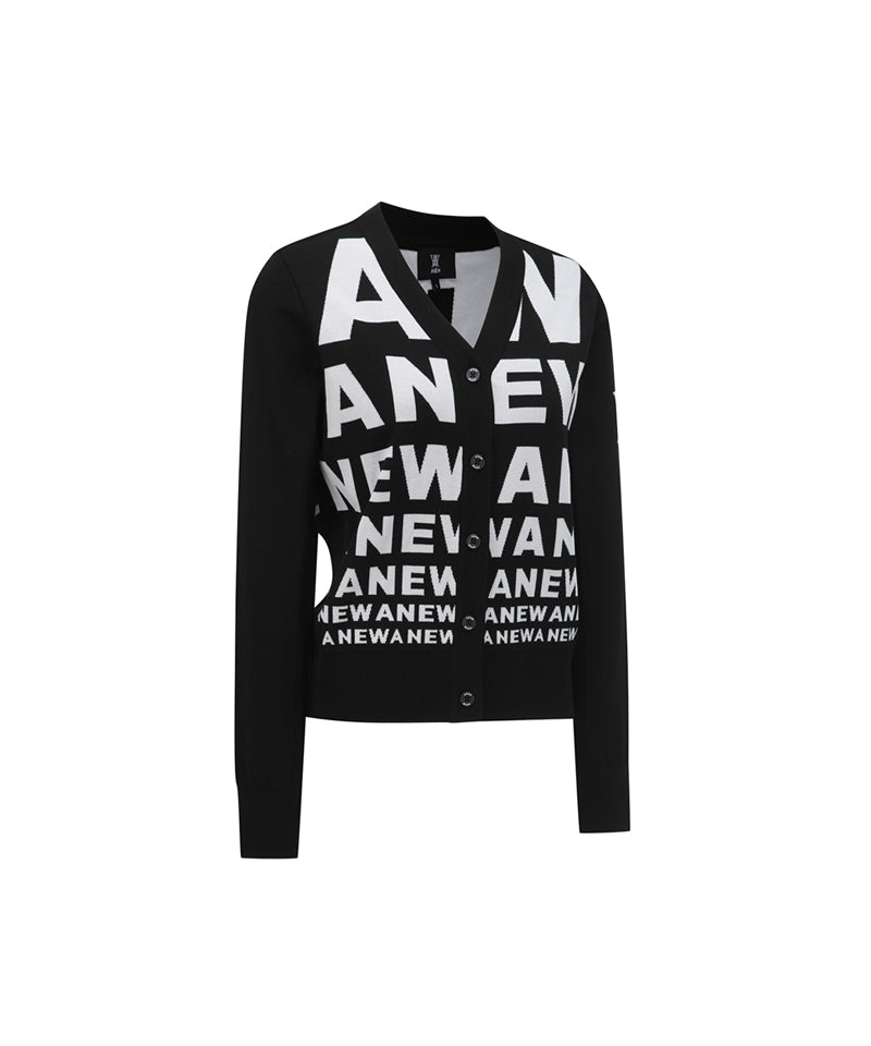 ANEW Golf Women's SP Logo Pattern Knit Cardigan - Black