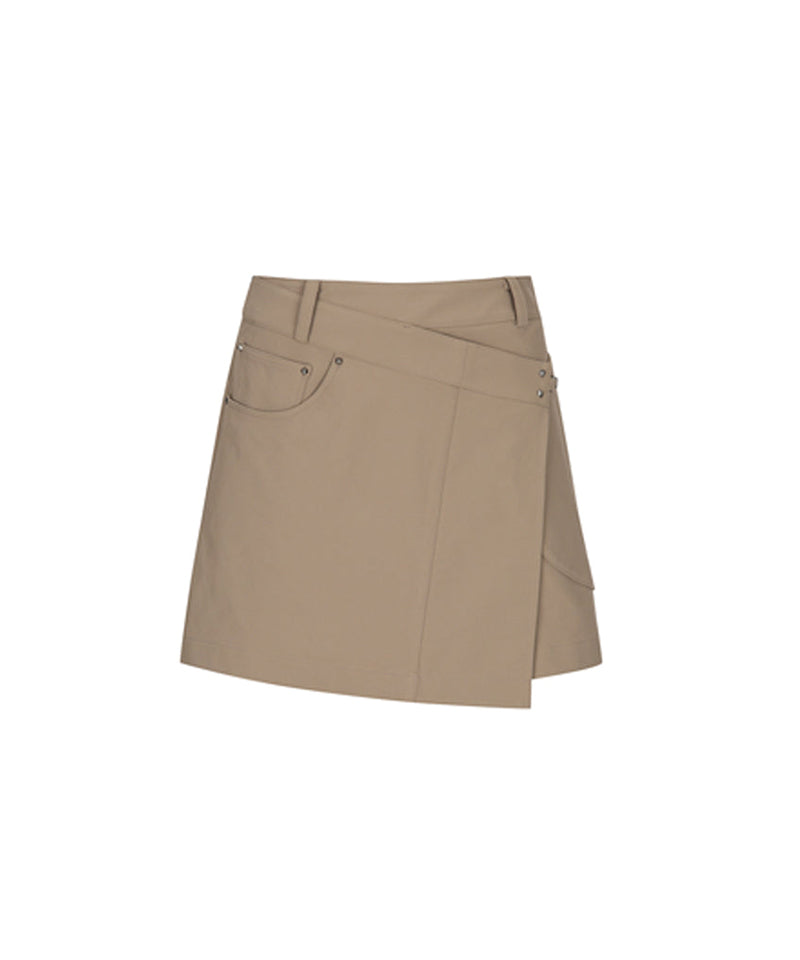 Women's Buckle Point A-Line Skirt - D/Beige