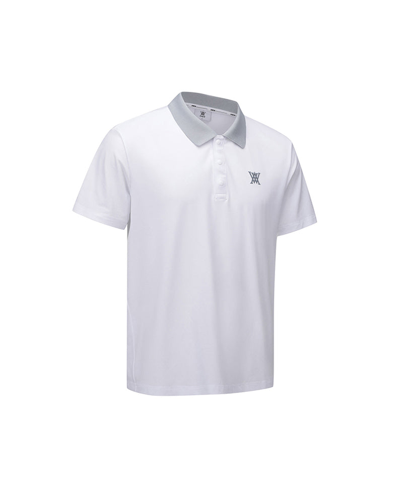 Men Collar Point Short T-Shirt - White