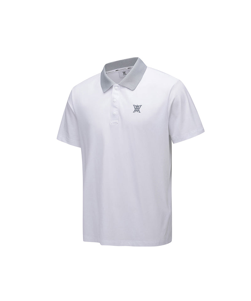 Men Collar Point Short T-Shirt - White