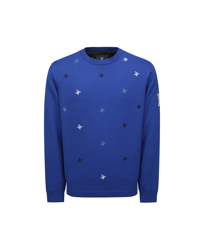 ANEW Golf Men's Logo Pattern Wind Block Pullover - Royal Blue