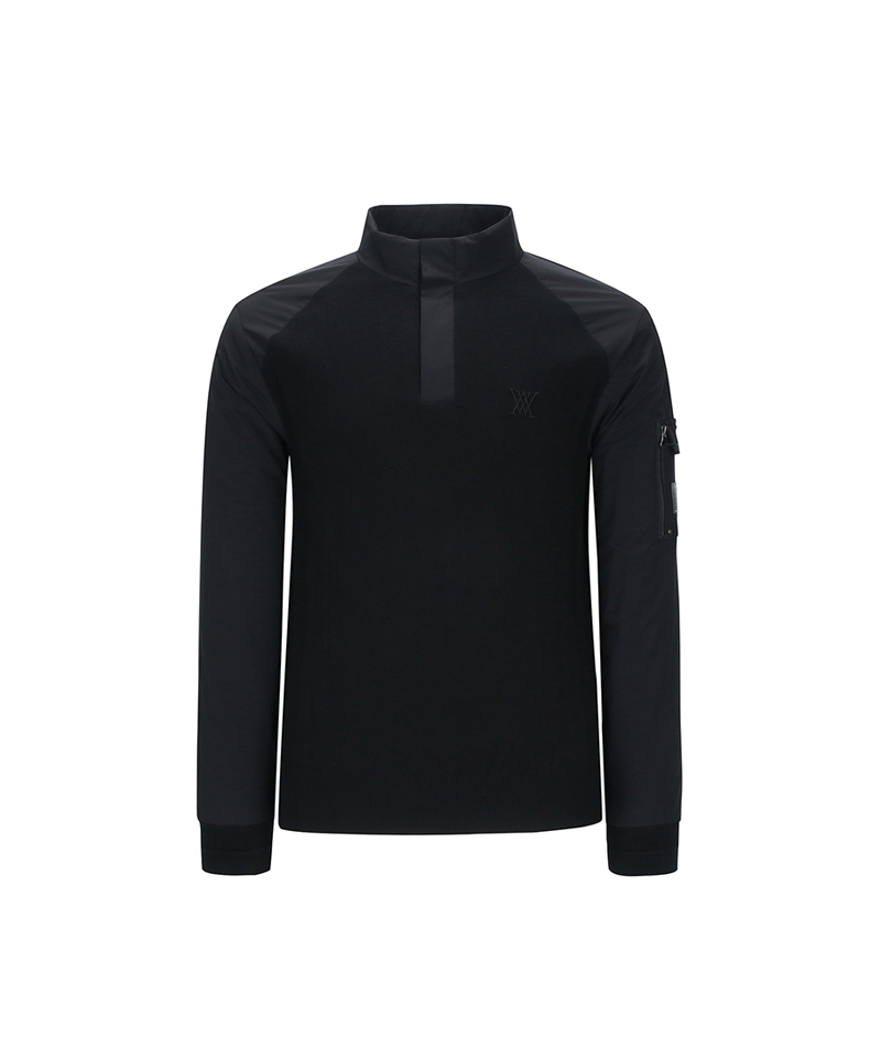 ANEW Golf Men's Preformance Wind Block Hybrid Pullover - Black