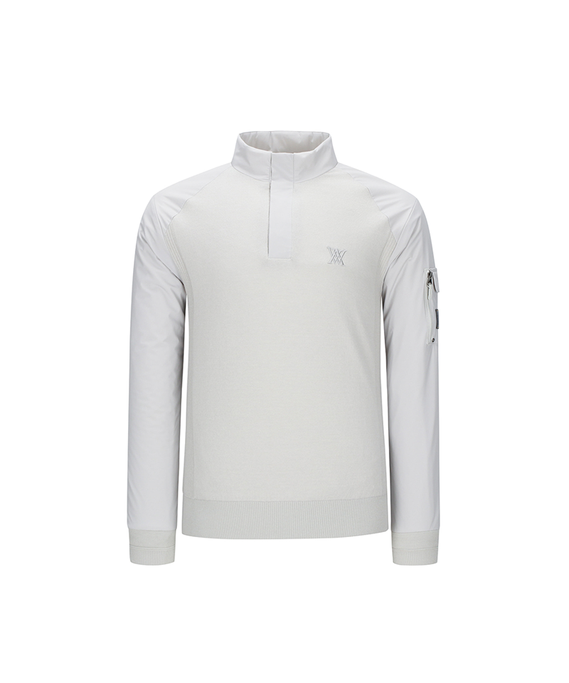 ANEW Golf Men's Preformance Wind Block Hybrid Pullover - Light Grey