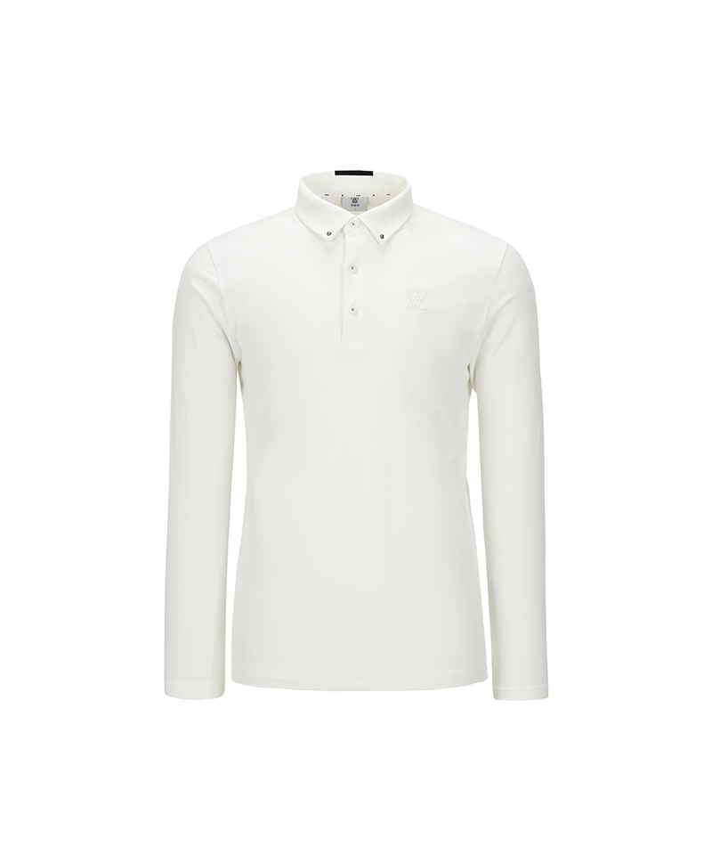 ANEW Golf Men's Collar Back Point L/TS - Ivory