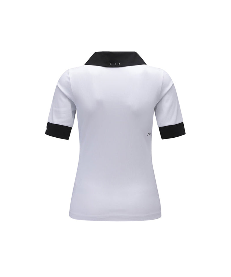 Women's Collar Transform Sleeved Long T-Shirt - White