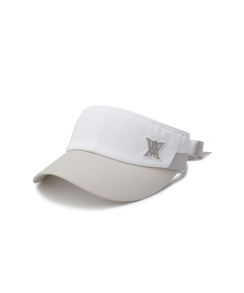 Women's Ribbon Tie High Crown Visor - White