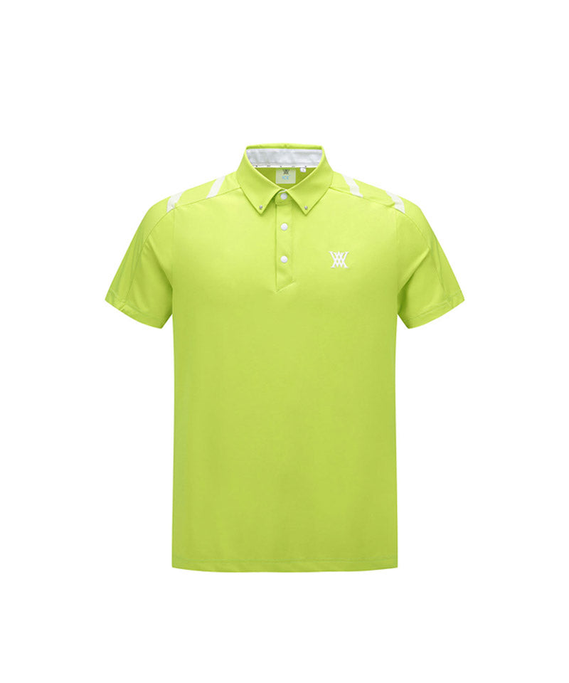 Men Ice Dots Logo Pattern Short T-Shirt - Lime