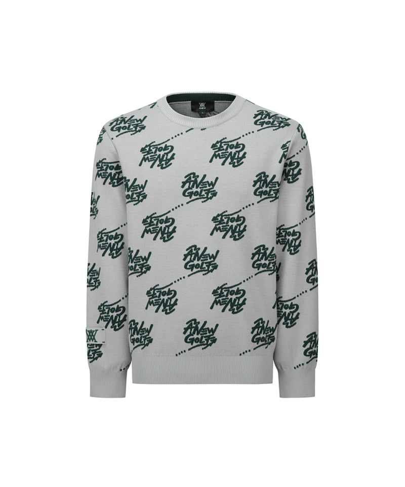 Men's Logo Pattern Jacquard Pullover - Gray