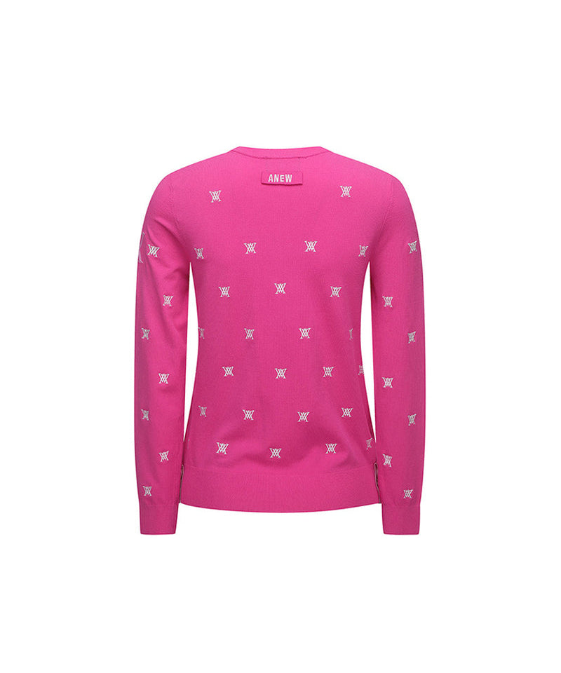 Women's Monogram Logo Point Pullover Sweater - Pink