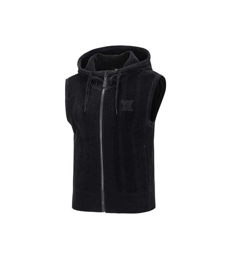 Women's Chenille Knit Hood Vest - Black